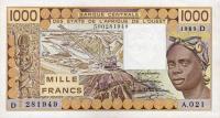 p406Di from West African States: 1000 Francs from 1989